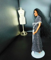 cher black silver eve gown shawl side